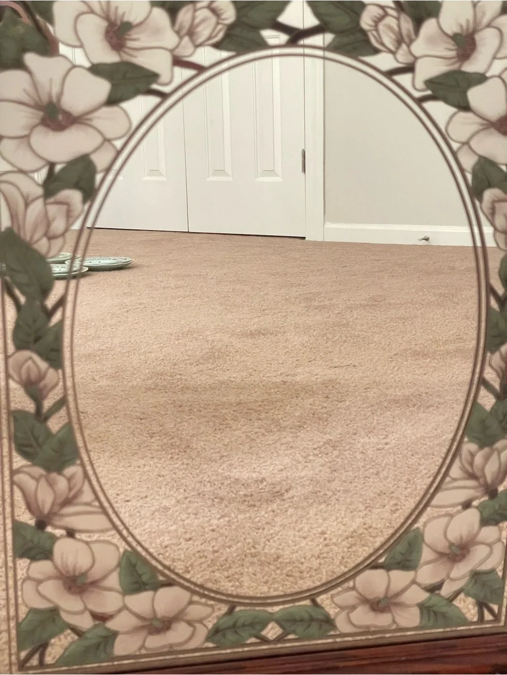 THE “MIRROR” Vintage “stained glass” magnolia design mirror